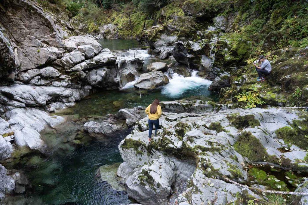 woman walking along Elk River