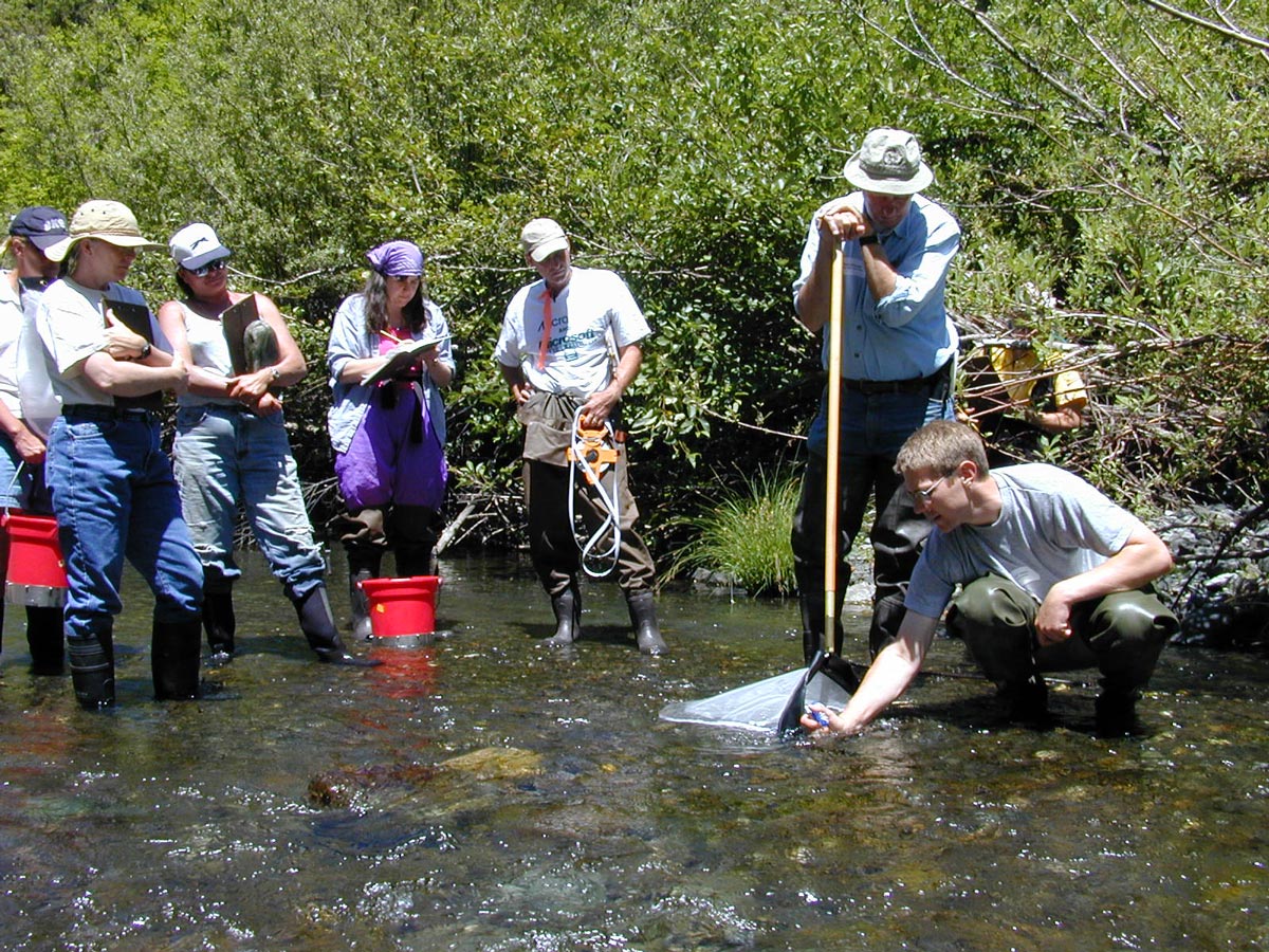 Volunteers assisting with water monitoring