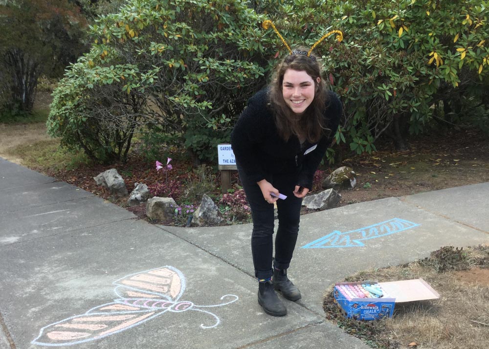 making sidewalk art at Monarch Festival