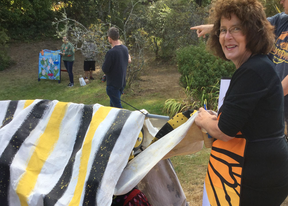 prepping display at Monarch Festival